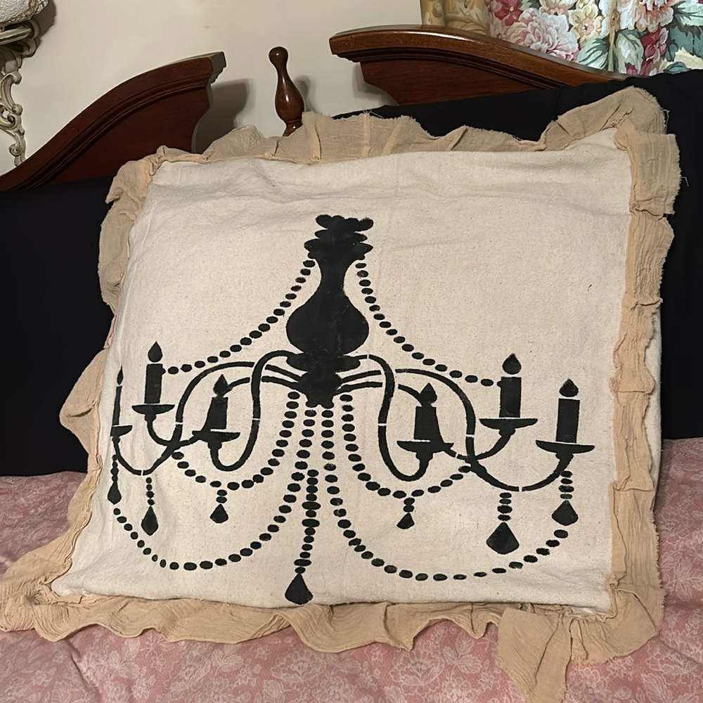 Large Ruffled Chandelier Pillow - Picture 2 of 9